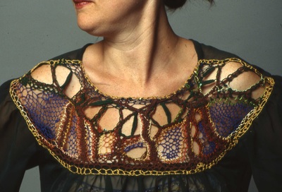 Gibson Girl blouse with needlelace yoke (green), handmade by C. Buffalo Larkin