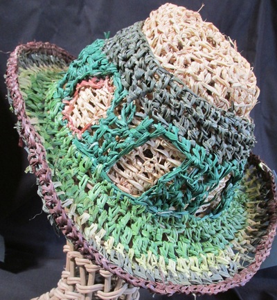Renaissance Dandy Hat, crocheted raffia by C. Buffalo Larkin