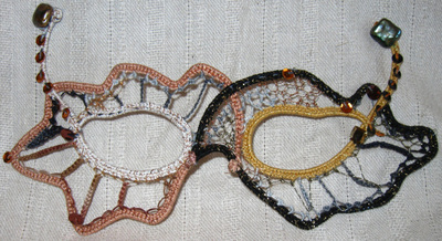 Copper and Black needlelace mask, handmade by C. Buffalo Larkin