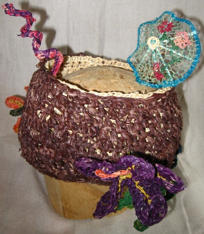 Coconut Cocktail Hat,  crocheted raffia by C. Buffalo Larkin