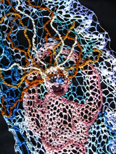 Mermaid needlelace veil (detail), handmade by C. Buffalo Larkin