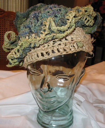 Blackberry Hat, crocheted raffia by C. Buffalo Larkin