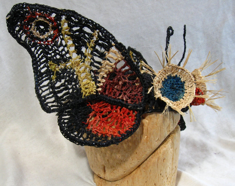 Mothra Hat, crocheted raffia by C. Buffalo Larkin