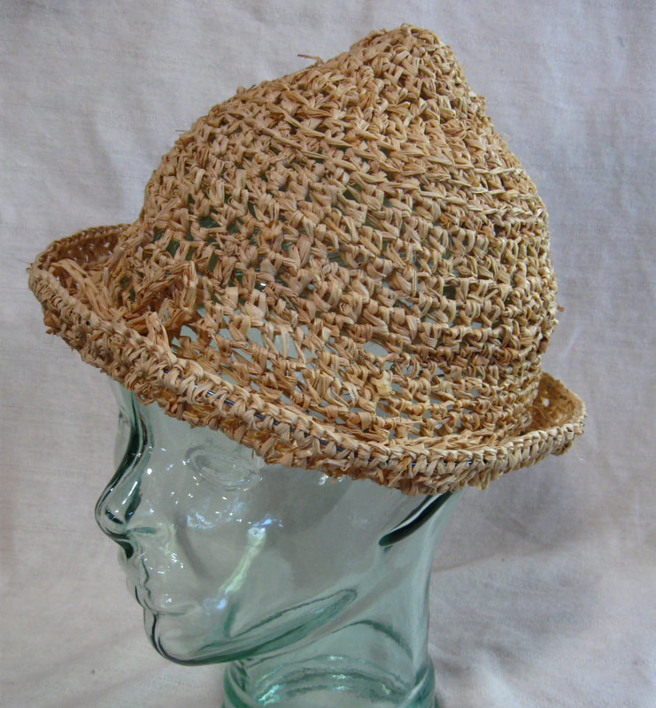 Chico Marx style Hat (plain), crocheted raffia by C. Buffalo Larkin