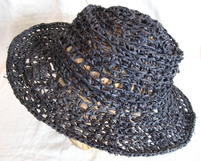 Adam Cartwright Hat in Black, crocheted raffia by C. Buffalo Larkin